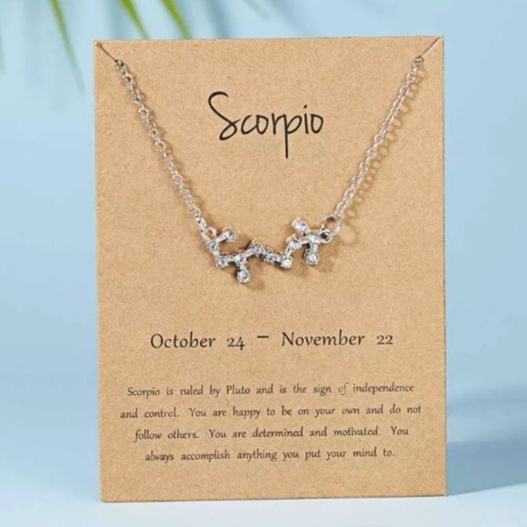 🎉 New Scorpio Zodiac Sign Silver Plated Necklace - Picture 2 of 4